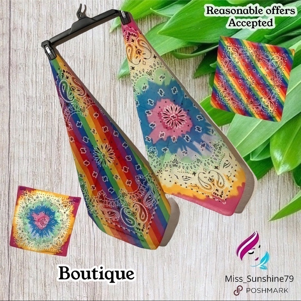 Boutique NEW  2 pack bandanas festival rainbow dye